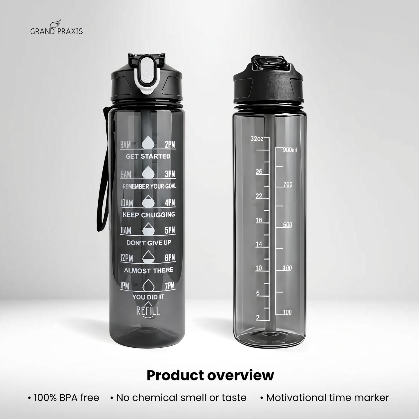 Pure Series Motivational Water Bottle — 900ml